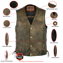 Load image into Gallery viewer, DS107 MEN'S ANTIQUE BROWN SINGLE BACK PANEL CONCEALED CARRY VEST