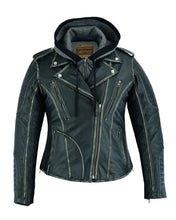 Load image into Gallery viewer, DSw877 WOMEN’S M/C JACKET WITH RUB-OFF FINISH
