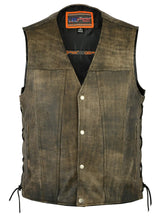 Load image into Gallery viewer, DS107 MEN&#39;S ANTIQUE BROWN SINGLE BACK PANEL CONCEALED CARRY VEST
