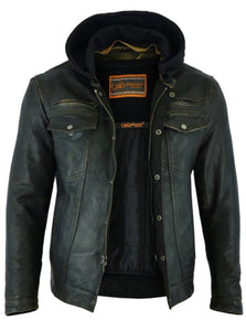 DS782 MEN'S LIGHTWEIGHT DRUM DYED DISTRESSED NAKED LAMBSKIN JACKET