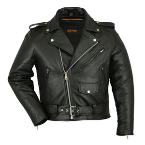 DSpsp730 MEN'S CLASSIC PLAIN SIDE POLICE STYLE M/C JACKET