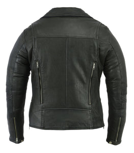 DS894 WOMEN'S MODERN LONGER BELTLESS BIKER JACKET