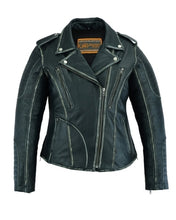 Load image into Gallery viewer, DSw877 WOMEN’S M/C JACKET WITH RUB-OFF FINISH
