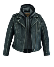 Load image into Gallery viewer, DSw877 WOMEN’S M/C JACKET WITH RUB-OFF FINISH
