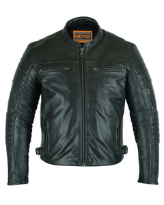 DS757 MEN’S LIGHTWEIGHT DRUM DRYED NAKED LAMBSKIN CROSSOVER SCOOTER JACKET