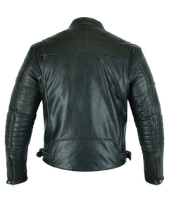 DS757 MEN’S LIGHTWEIGHT DRUM DRYED NAKED LAMBSKIN CROSSOVER SCOOTER JACKET